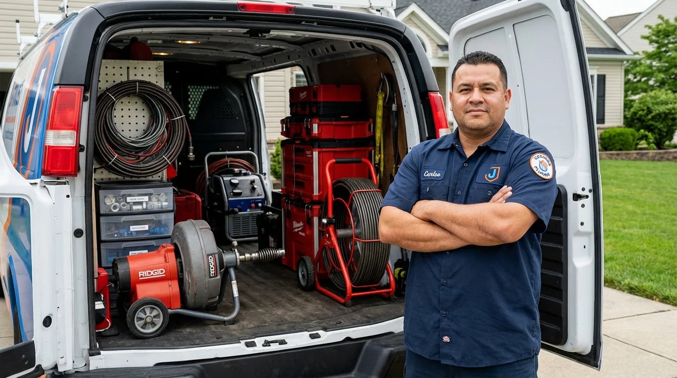 Professional drain cleaning equipment and Johns Plumbing LLC plumber in Nokomis