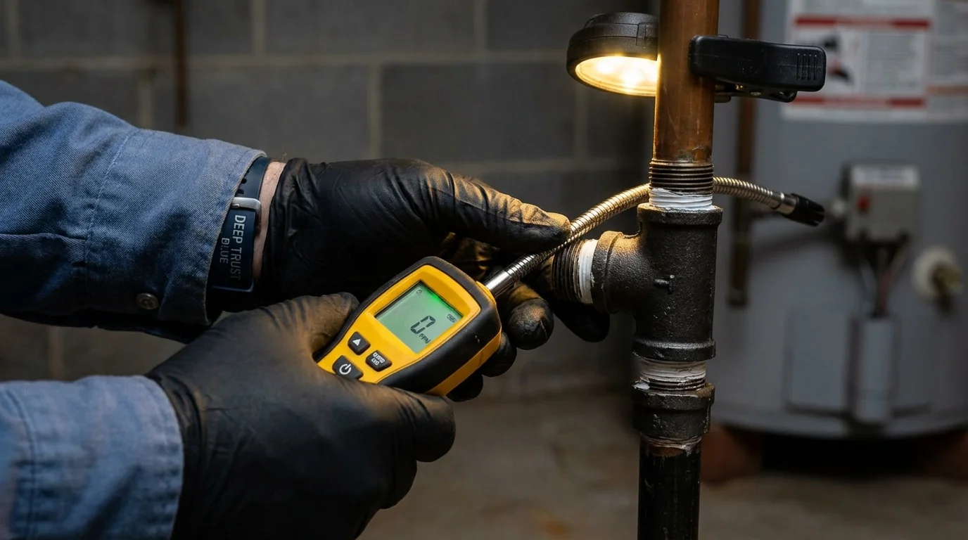 Gas leak detection with electronic sniffer by Johns Plumbing LLC in Nokomis