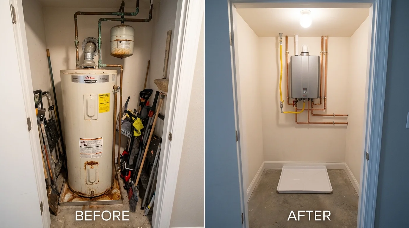 Tank water heater versus wall-mounted tankless unit comparison for Nokomis, IL homeowners